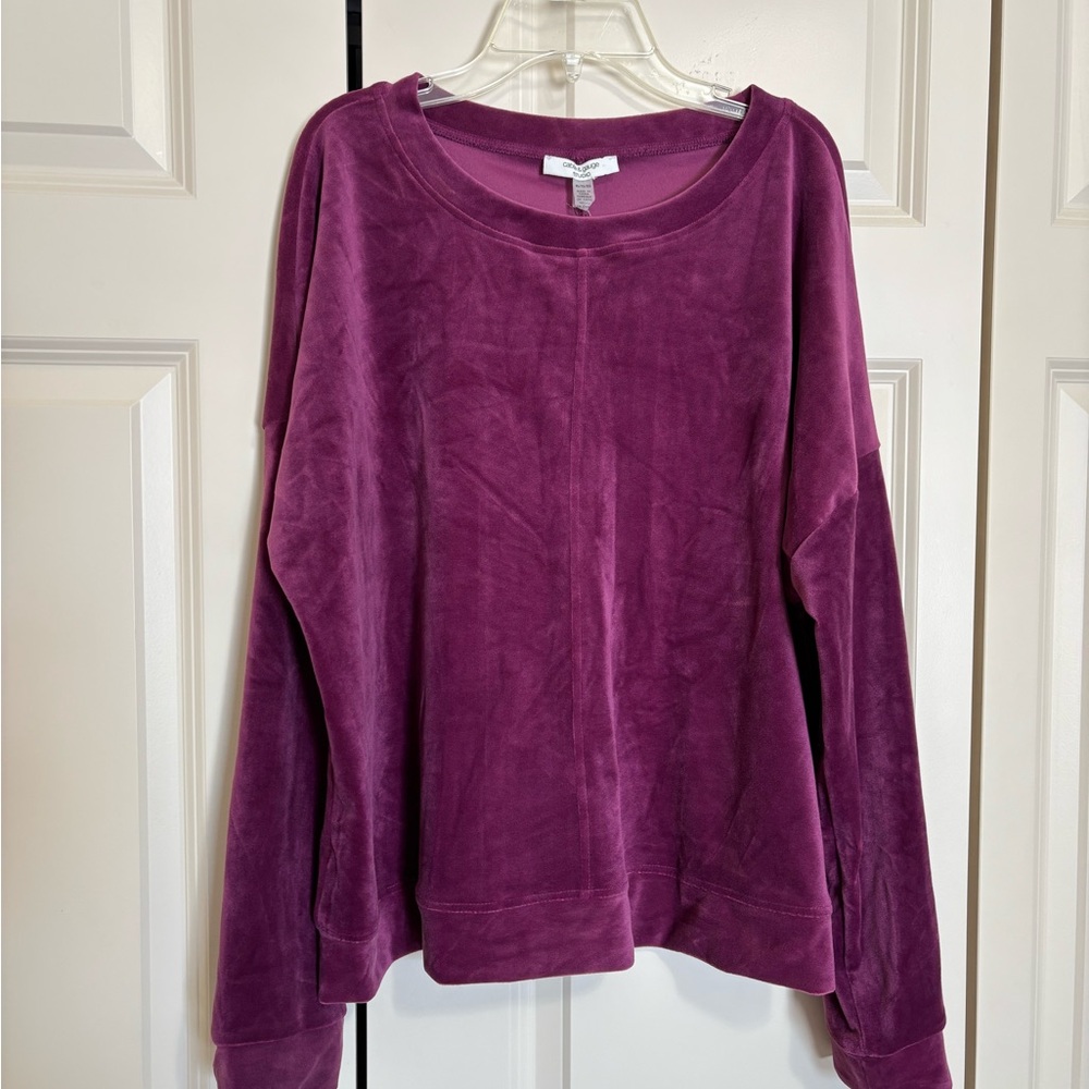 NWT Cable & Gauge Rich Purple/Wine Velour Sweatshirt sz XL